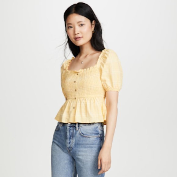 New Fifth Label Hummingbird Check Top Color: Daffodil/White Size: L - Picture 7 of 16